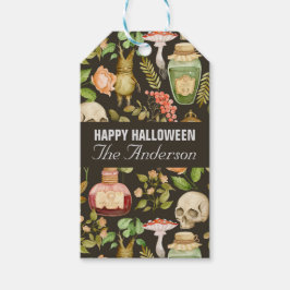 Skull Plant Mushroom Flower Abstrakt Halloween Presentetikett