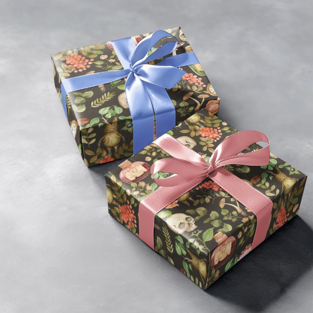 Skull Plant Mushroom Flower Abstrakt Halloween Presentpapper (Skapare uppladdad)