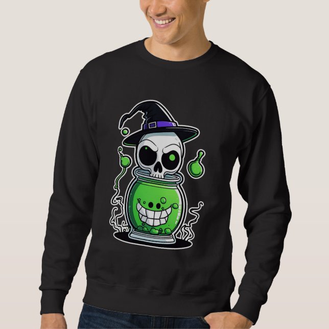 Skull & Poison Burk Halloween Sweatshirt (Framsida)