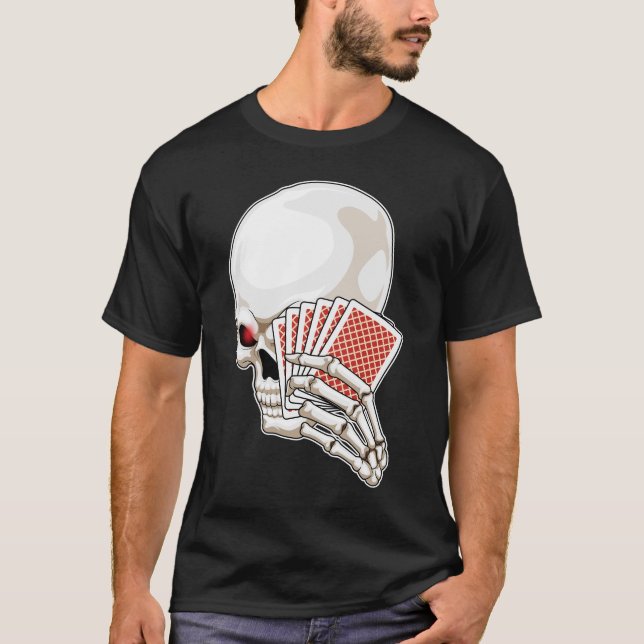 Skull Poker-kort T Shirt (Framsida)