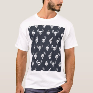 Skull Polka: Botaniskt humorisont Mönster T Shirt