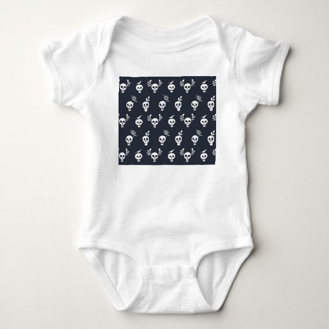 Skull Polka: Botaniskt humorisont Mönster T Shirt (Framsida)