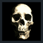 Skull Pop Art Sepia Färg Poster<br><div class="desc">Fantasy Art Skull Skeleton - Blue & Lila Tones Heavy Metall Punk Sten College Pop Art Image Bild</div>