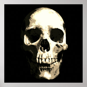Skull Pop Art Sepia Färg Poster
