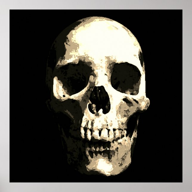Skull Pop Art Sepia Färg Poster (Framsidan)