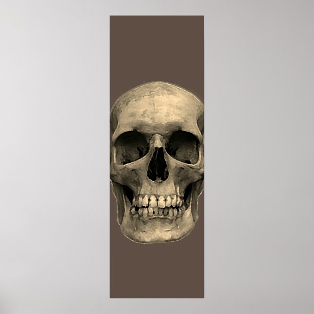 Skull Pop Art Sepia Retro Poster (Framsidan)