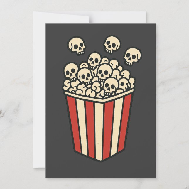 Skull Popcorn Box Sticker  Magnetisk Inbjudningskort (Framsida)
