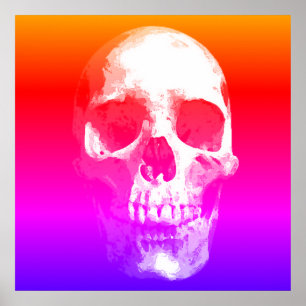Skull-popup-Rosa, röd blå Poster