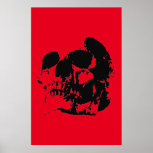 Skull Poster Skriv ut - svart och röd popup-bild