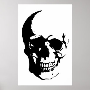 Skull Poster - Svart och vit Metall Fantasy Art