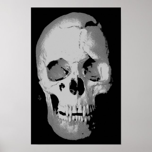 Skull Poster - Svart och vit poppgrafik, Fantasy A (Framsidan)