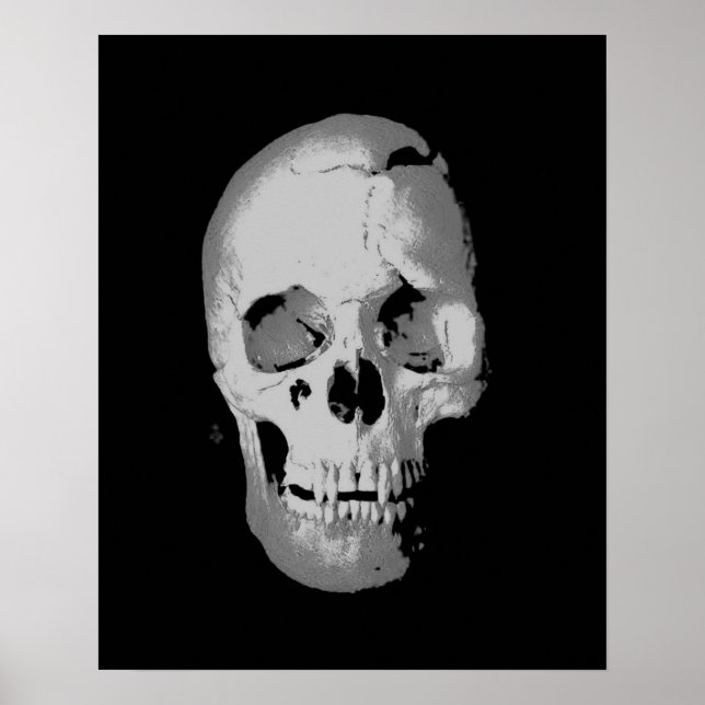 Skull Poster - Svart och vit poppgrafik, Fantasy A (Framsidan)