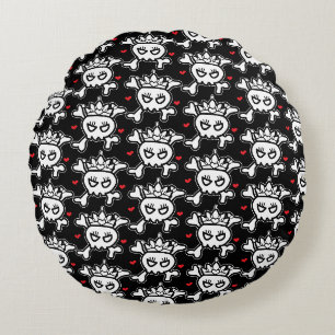 Skull Princess Mönster Rund Kudde