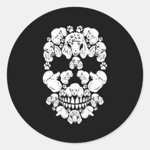 Skull Pudel Skeleton Halloween Scary Carnival Runt Klistermärke