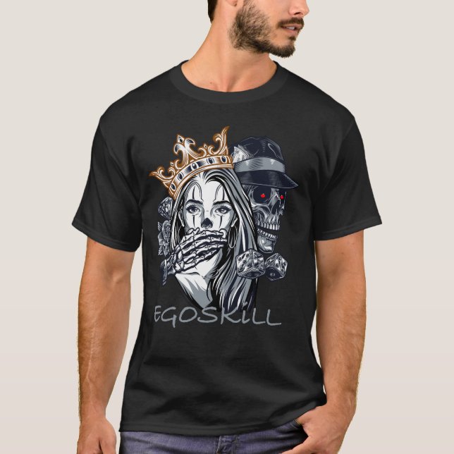 Skull Queen & Dice – EGOSKILL Design T Shirt (Framsida)