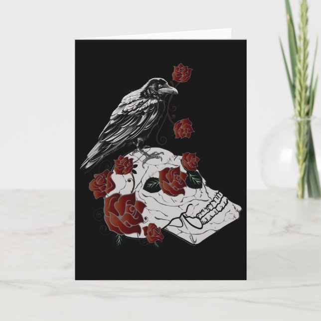 Skull, raven och Ro, tomt gratulationskort Kort (Framsida)