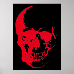 Skull Red Black Heavy Metall Sten Fantasy Art Poster