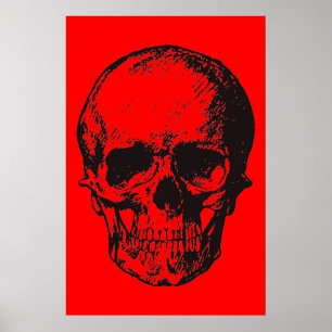 Skull Red Pop Art Fantasy Art Heavy Metall Poster