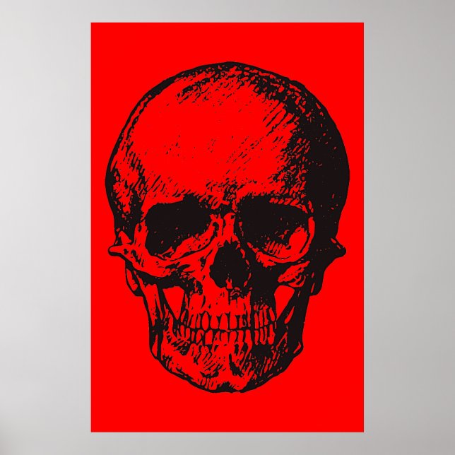 Skull Red Pop Art Fantasy Art Heavy Metall Poster (Framsidan)
