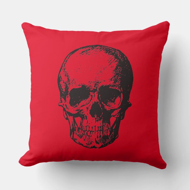 Skull Red Pop Art Kudde (Framsida)