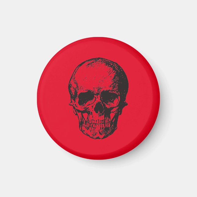 Skull Red Pop Art Magnet (Framsidan)
