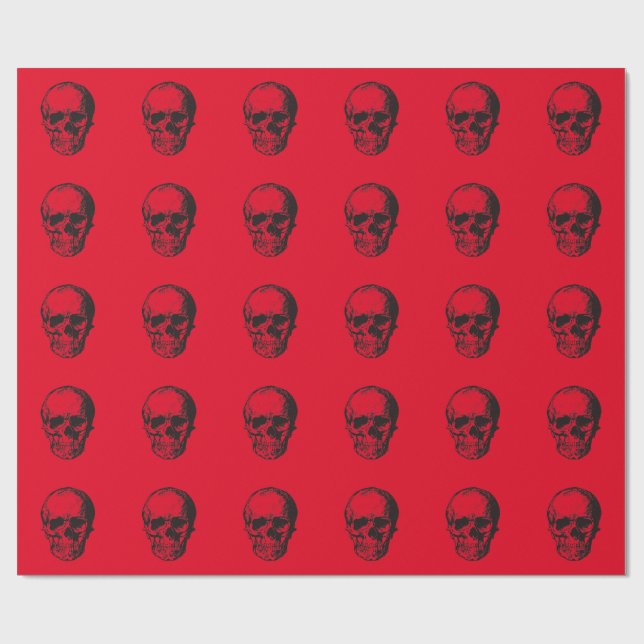 Skull Red Pop Art Presentpapper (Platt)