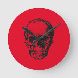 Skull Red Pop Art Rund Klocka