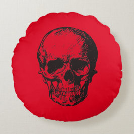 Skull Red Pop Art Rund Kudde