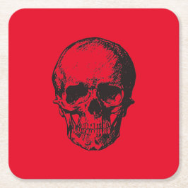 Skull Red Pop Art Underlägg Papper Kvadrat