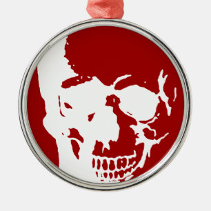 Skull - Red & White Metall Fantasy Art Julgransprydnad Metall