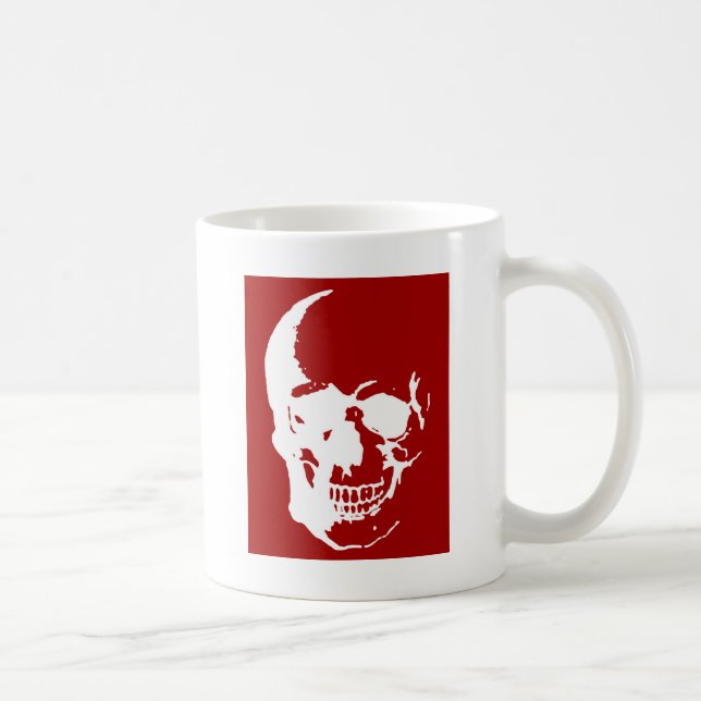 Skull - Red & White Metall Fantasy Art Kaffemugg (Höger)