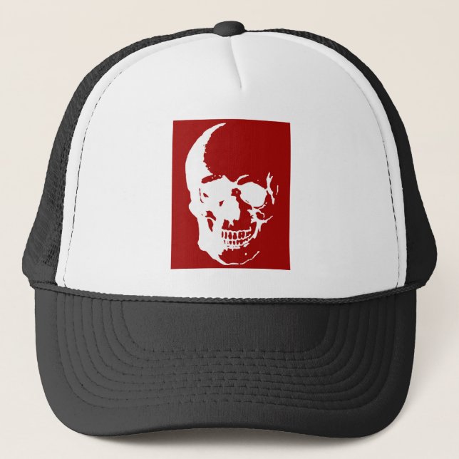 Skull - Red & White Metall Fantasy Art Keps (Framsida)