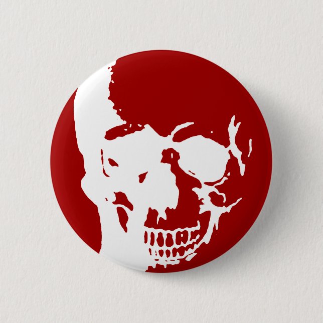 Skull - Red & White Metall Fantasy Art Knapp (Framsida)