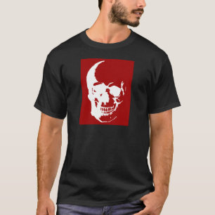 Skull - Red & White Metall Fantasy Art T-shirt