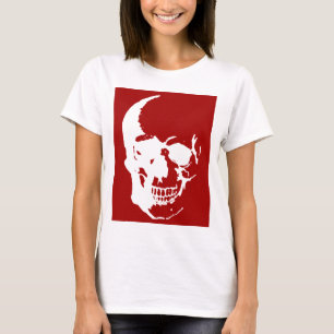 Skull - Red & White Metall Fantasy Art Tee