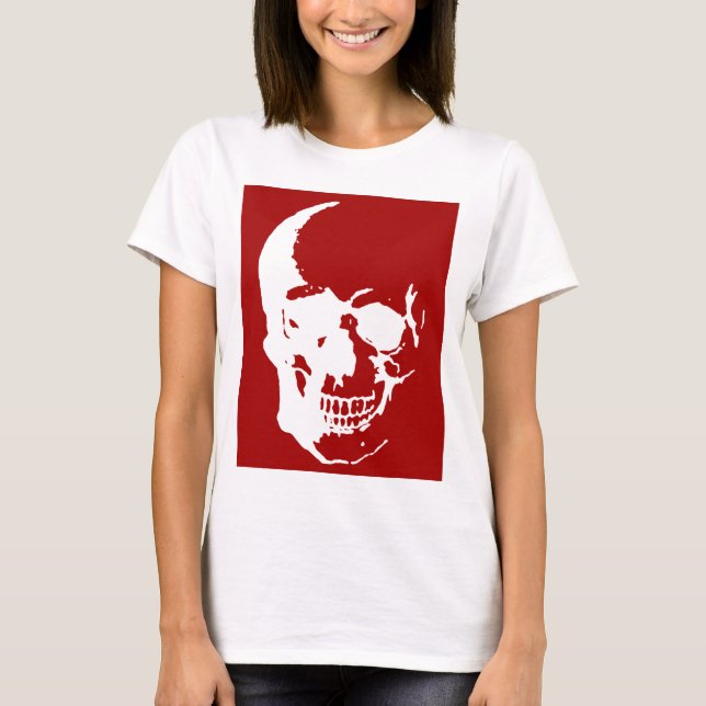 Skull - Red & White Metall Fantasy Art Tee (Framsida)