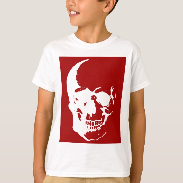 Skull - Red & White Metall Fantasy Art Tröja (Framsida)