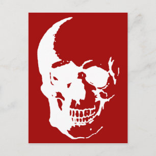 Skull - Red & White Metall Fantasy Art Vykort
