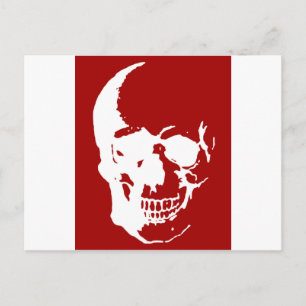Skull - Red & White Metall Fantasy Art Vykort