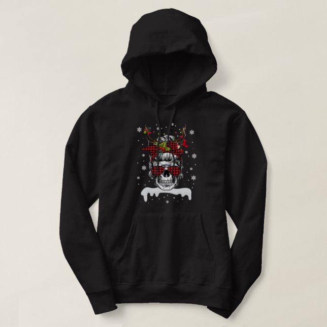 Skull Reindeer jultomte Döskallar Santa Hat Re Hoodie (Design framsida)