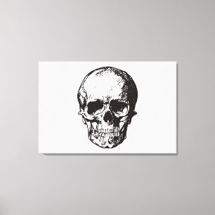 Skull Retro Vintage Tecknad Stil Fantasy Art Canvastryck