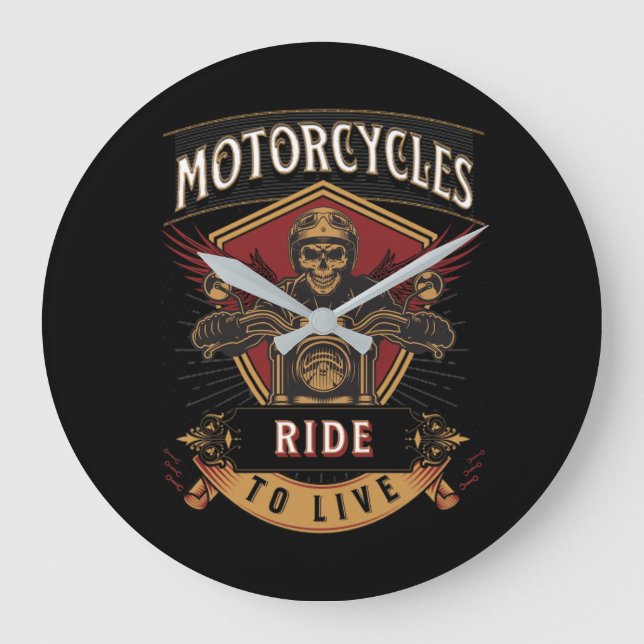 Skull Ride Motorcycles, Ride To Live Stor Klocka (Framsida)