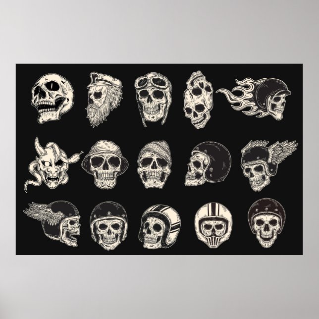 Skull Rider Helmet Head Poster (Framsidan)