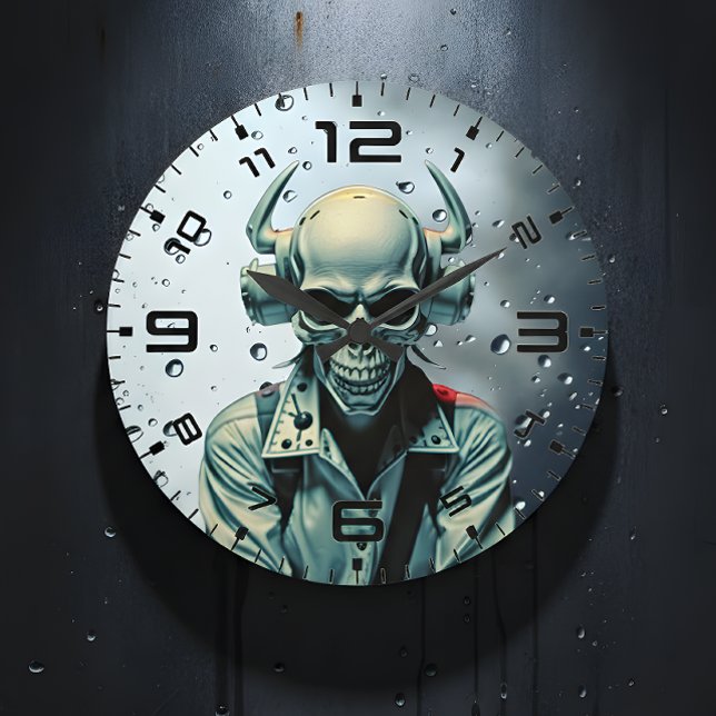 Skull Rider Synth-Punk Wall Clock Stor Klocka (Skapare uppladdad)