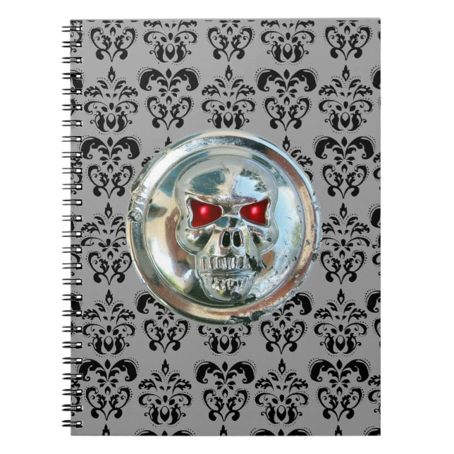 SKULL RIDERS DAMASK ANTECKNINGSBOK MED SPIRAL (Framsidan)