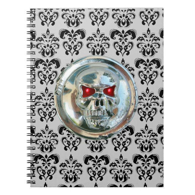 SKULL RIDERS DAMASK ANTECKNINGSBOK MED SPIRAL (Framsidan)