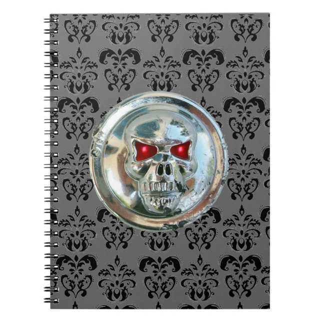 SKULL RIDERS DAMASK ANTECKNINGSBOK MED SPIRAL (Framsidan)