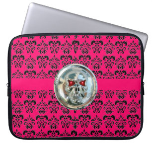 SKULL RIDERS DAMASK lila fuchsia Black Laptop Fodral