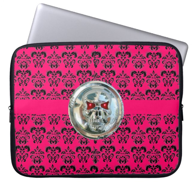 SKULL RIDERS DAMASK lila fuchsia Black Laptop Fodral (Framsidan)
