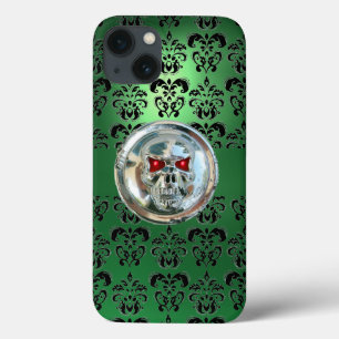 SKULL RIDERS JADE GRÖNT BLACK DAMASK